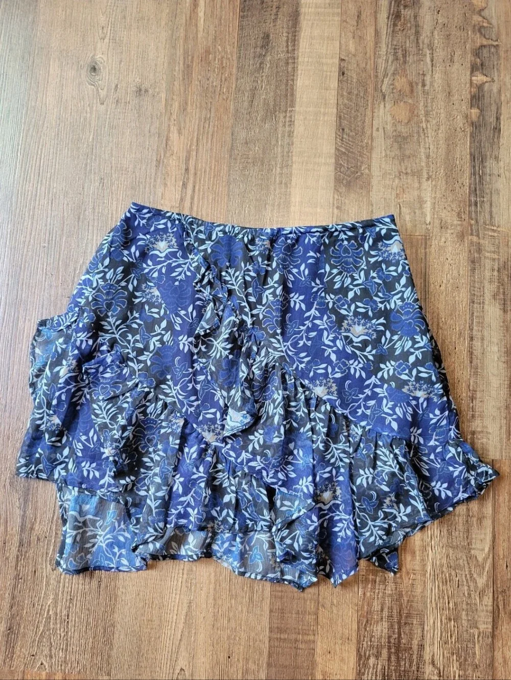 Free People Blue Floral Botanical Asymmetrical Fairycore Mini Skirt
